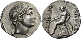 Tetradrachm, Susa circa 145-144, AR 28 mm, 16.79 g. Diademed head of Demetrius II r. Fillet border. Rev. BAΣΙΛΕΩ[Σ] – ΔHMHTPIO[Y] Apollo seated l. on ...
