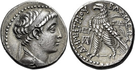 Tetradrachm, Sidon 145-144 (year 168), AR 27 mm, 14.18 g. Diademed and draped bust of Demetrius II r. Dotted border. Rev. BAΣIΛEΩΣ – ΔHMHTPIOY Eagle, ...
