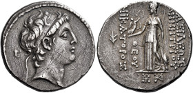 Tetradrachm, Seleuceia ad Calycadnum circa 145-138, AR 30 mm, 16.83 g. Diademed head of Demetrius II r. Fillet border. Rev. [B]AΣΙΛΕΩΣ – ΔHMHTPIOY – Θ...