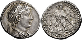Tetradrachm, Tyre 143-142 (year 170), AR 28 mm, 14.18 g. Diademed and draped bust of Demetrius II r. Dotted border. Rev. BAΣIΛEΩΣ – ΔHMHTPIOY Eagle, w...