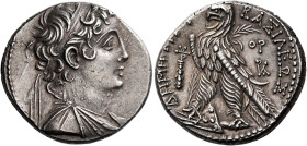 Tetradrachm, Tyre 143-142 (year 170), AR 28 mm, 14.07 g. Diademed and draped bust of Demetrius II r. Dotted border. Rev. BAΣIΛEΩΣ – ΔHMHTPIOY Eagle, w...