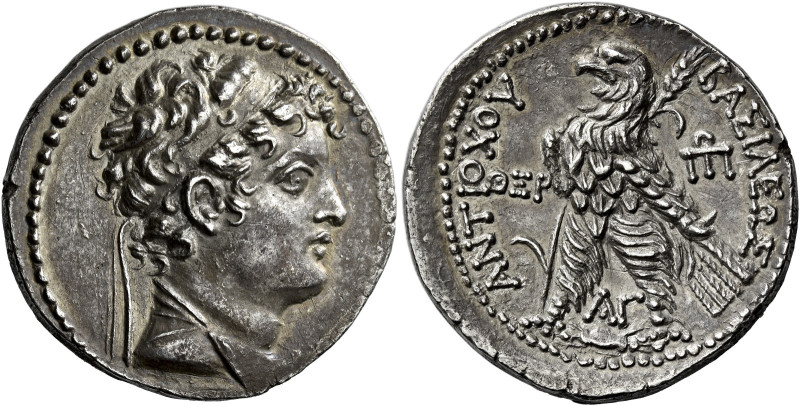 Tetradrachm, Ake-Ptolemaïs 144-143 (year 169), AR 27 mm, 13.54 g. Diademed and d...