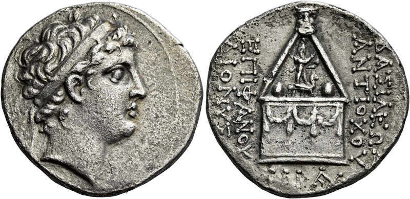 Tetradrachm, Tarsus circa 143-142, AR 30 mm, 16.34 g. Diademed head of Antiochus...