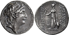 Tetradrachm, posthumous issue struck under Ariarathes VII, uncertain mint in Cappadocia circa 138-129, AR 30 mm, 16.12 g. Diademed head of Antiochus V...