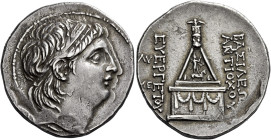 Tetradrachm, Tarsus circa 138-129, AR 31 mm, 16.85 g. Diademed head of Antiochus VII r. Fillet border. Rev. BAΣIΛEΩΣ – ANTIOXOY – EYEPΓETOY Garlanded ...