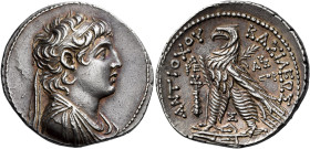 Tetradrachm, Tyre 137-136 (year 176), AR 30 mm, 14.17 g. Diademed and draped bust of Antiochus VII r. Dotted border. Rev. BAΣIΛEΩΣ – ANTIOXOY Eagle, w...