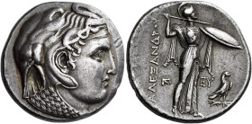 Tetradrachm, Alexandria circa 312-306, AR 27 mm, 17.12 g. Diademed head of deified Alexander III r., wearing elephant skin headdress, aegis around nec...