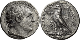 Tetradrachm, uncertain mint 30 (near Ephesus) circa 245-222, AR 26 mm, 12.69 g. Diademed head of Ptolemy III r., wearing aegis. Dotted border. Rev. ΠT...