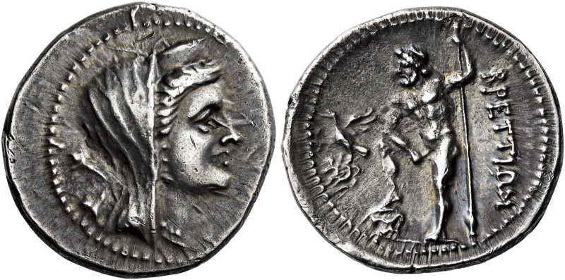 Bruttium, The Brettii 

Drachm circa 213-208, AR 20 mm, 4.75 g. Diademed and v...