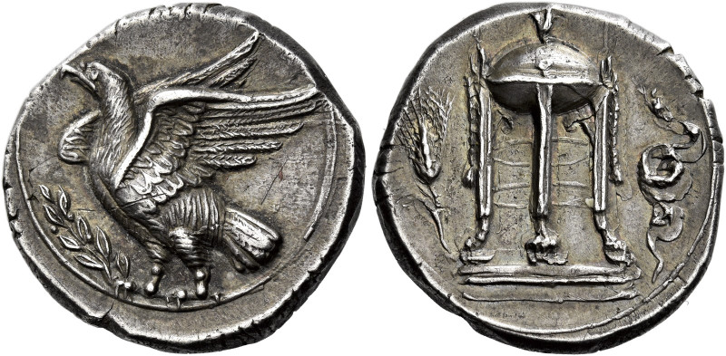 Croton 

Nomos circa 360-340, AR 22 mm, 7.85 g. [ΚΡΟΤΩΝΙΑΤΩΝ] Eagle with sprea...