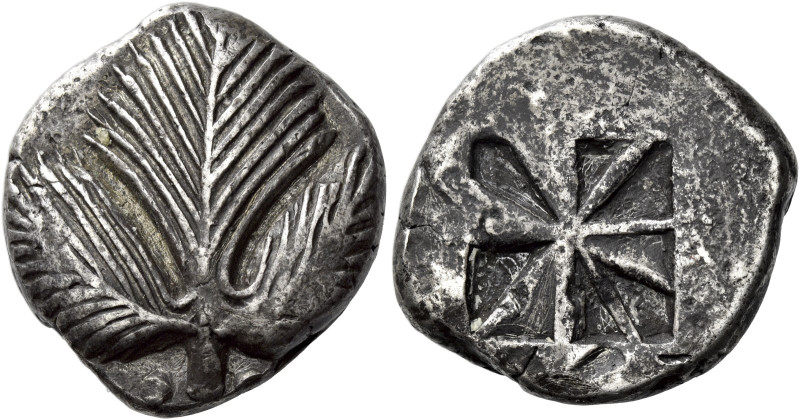 Selinus 

Didrachm circa 530-500, AR 23 mm, 11.97 g. Selinon leaf; at base of ...