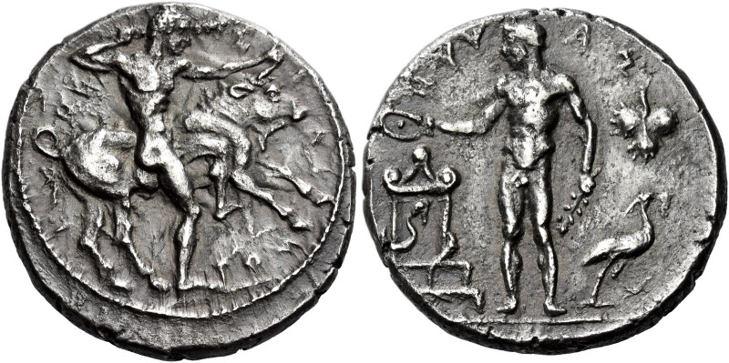 Selinus 

Didrachm circa 440, AR 23 mm, 8.20 g . Σ – E – ΛI – NO – TI – ON Her...