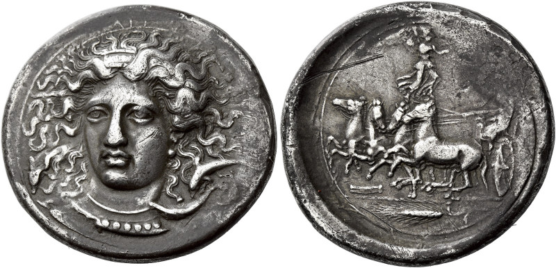 Syracuse

Tetradrachm signed by Kimon, circa 405-400, AR 31 mm, 17.05 g. APE[O...
