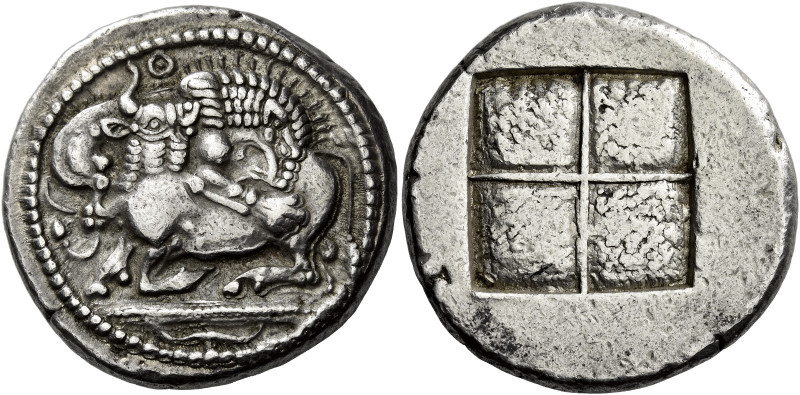 Macedonia, Acanthus 

Tetradrachm circa 480-470, AR 27 mm, 17.08 g. Lion r., a...