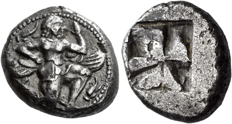 Uncertain mint

Didrachm circa 530-520, AR 20 mm, 8.34 g. Winged demon running...