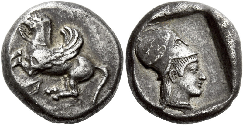 Acarnania, Leucas 

Corinthian stater circa 475, AR 19 mm, 8.53 g. Bridled Peg...