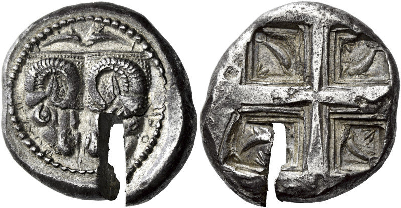Phocis, Delphi 

Tridrachm circa 485-475, AR 27 mm, 18.36 g. ΔAΛΦI – KON Two r...