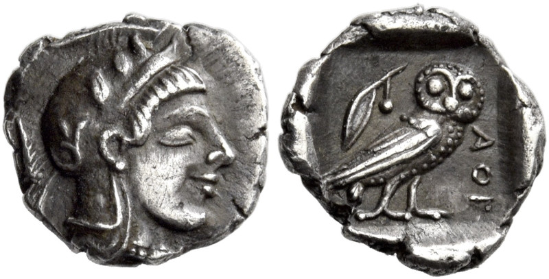 Attica, Athens 

Obol circa 450-430, AR 10 mm, 0.71 g. Head of Athena r., wear...