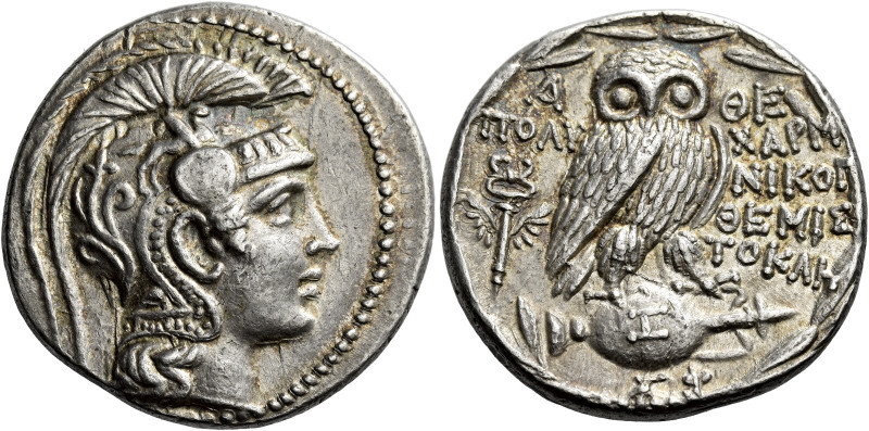 Attica, Athens 

Tetradrachm, magistrate Polyxarm(os), Nicoge(nes) and Themist...