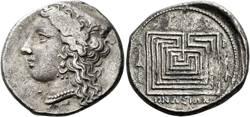Crete, Cnossus 

Stater circa 300-270, AR 25 mm, 10.83 g. Head of Hera l., wea...