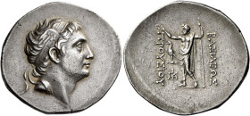 Kingdom of Bithynia, Prusias II, 183 – 149 

Tetradrachm 183/149, AR 37 mm, 16.86 g. Head with winged diadem r. Rev. ΒΑΣΙΛΕΩΣ / ΠΡΟΥΣΙΟΥ Zeus standi...