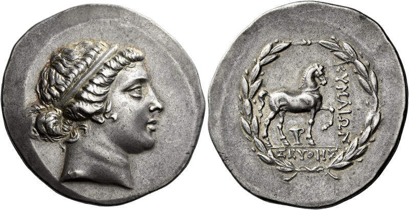 Aeolis, Cume 

Tetradrachm magistrate Seuthes, circa 160-150, AR 33 mm, 16.78 ...