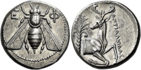 Ionia, Ephesus 

Tetradrachm, magistrate Antialkidas circa 390-325, AR 25 mm, 15.17 g. E – Φ Bee with curved wings. Rev. Forepart of stag r., head l...