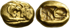 Time of Croesus, 561-546 or later 

Light stater, Sardes circa 561-546 or later, AV 15 mm, 8.04 g. Confronting foreparts of lion, with open jaws and...