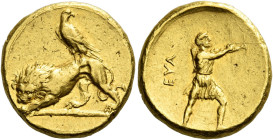 Evagoras II, circa 361 – 351 

Stater circa 361-351, AV 17 mm, 8.20 g. Lion standing l., devouring prey; eagle on its back. Rev. EYA Artemis (or Apo...