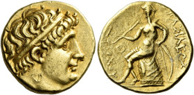 Seleucid kings. Seleucus I Nicator, 312 – 281 

Stater, Aï Khanoum circa 266-261, AV 18 mm, 8.52 g. Diademed head r., with elderly features. Rev. [B...