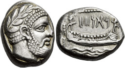 Phoenicia, Aradus 

Uncertain king, circa 348/7-339/8. Stater dated RY 5 of an uncertain king N–, AR 20 mm, 10.64 g. Head of marine deity r., wearin...