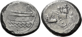 Sidon 

Ba’al’illem II, circa 401-366. Double shekel, AR 31 mm, 27.76 g. Phoenician war galley to l.; above, Phoenician letter B. Rev. Persian king ...