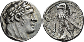 Tyre 

Shekel 86-86 (year 41), AR 28 mm, 14.30 g. Laureate bust of Melkart r., [lion skin around neck]. Rev. TYPOY IEPAΣ KAI AΣYΛOY Eagle standing l...