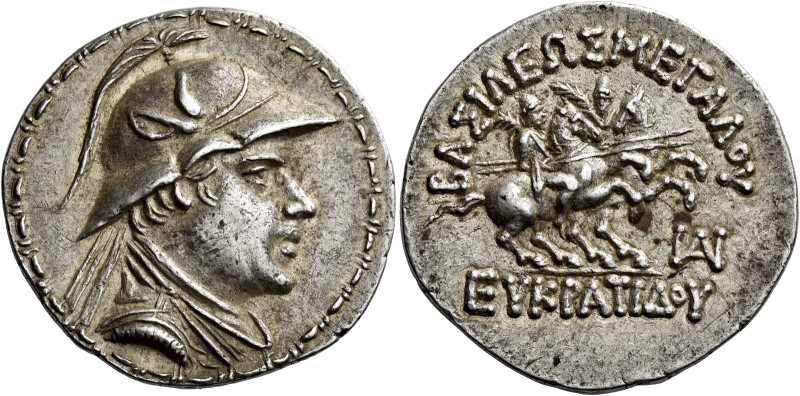 Eucratides I, circa 170 – 145 

Tetradrachm, Balkh circa 170-145, AR 33 mm, 16...