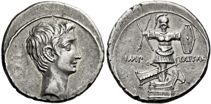 Octavian 32 – 27 

Denarius, Brundisium and Roma (?) circa 29-27 BC, AR 19 mm,...