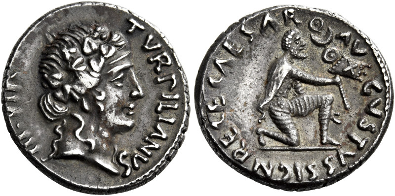 Octavian as Augustus, 27 BC – 14 AD 

P. Petronius Turpilianus. Denarius circa...