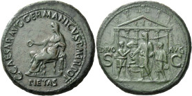 Gaius augustus, 37 – 41 

Sestertius 37-38, Æ 37 mm, 30.21 g. C·CAESAR·AVG·GERMANICVS P·M·TR·POT Pietas, veiled and draped, seated l., holding pater...