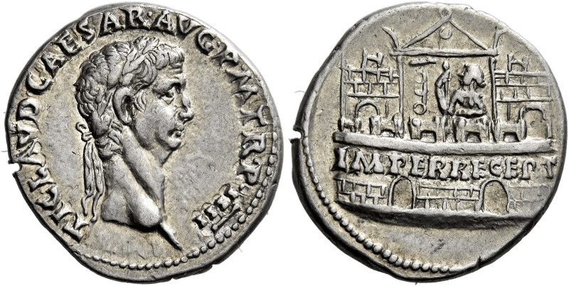 Claudius augustus, 41 – 54

Denarius 46-47, AR 18 mm, 3.77 g. TI CLAVD CAESAR ...