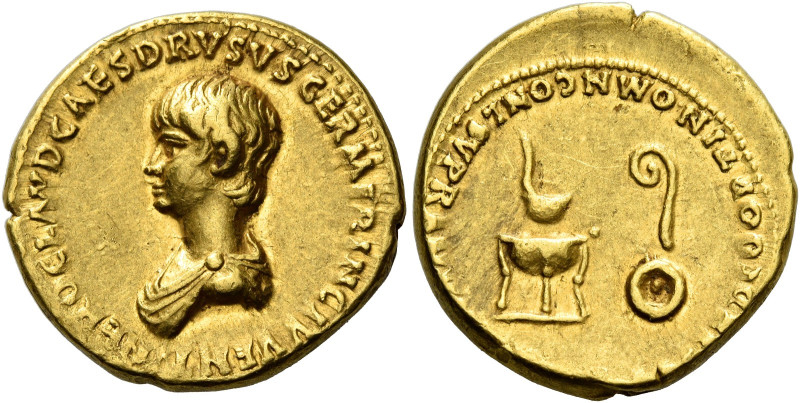 Nero caesar, 50 – 54 

Aureus 50-54, AV 19 mm, 7.72 g. NERO CLAVD CAES DRVSVS ...