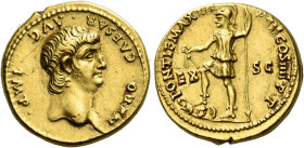 Nero augustus, 54 – 68 

Aureus 60-61, AV 18 mm, 7.69 g. NERO CAESAR·AVG IMP Bare head r. Rev. PONTIF MAX TR – P VII COS IIII P·P Virtus, helmeted a...