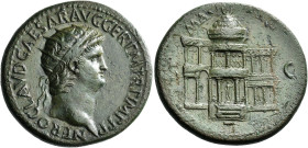Nero augustus, 54 – 68 

Dupondius circa 62, Æ 30 mm, 14.77 g. NERO CLAVD CAESAR AVG GER P M TR P IMP P P Radiate head r. Rev. MAC – AVG S – C Façad...