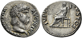 Nero augustus, 54 – 68 

Denarius circa 64-65, AR 18 mm, 3.35 g. NERO CAESAR – AVGVSTVS Laureate and bearded head r. Rev. IVPPITER – CVSTOS Jupiter ...