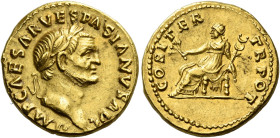 Vespasian, 69 – 79 

Aureus circa 69-70, AV 20 mm, 7.41 g. IMP CAESAR VESPASIANVS AVG Laureate head r. Rev. COS ITER – TR POT Pax seated l., holding...