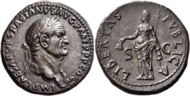 Vespasian, 69 – 79 

Sestertius 71, Æ 34 mm, 25.35 g. IMP CAESAR VESPASIANVS AVG P M TR PP COS III Laureate bust r., with drapery on l. shoulder. Re...