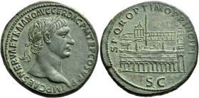 Trajan augustus, 98 – 117 

Sestertius 103-104, Æ 35 mm, 25.8 g. IMP CAES NERVAE TRAIANO AVG GER DAC P M TR P COS V P P Laureate bust r. with aegis....