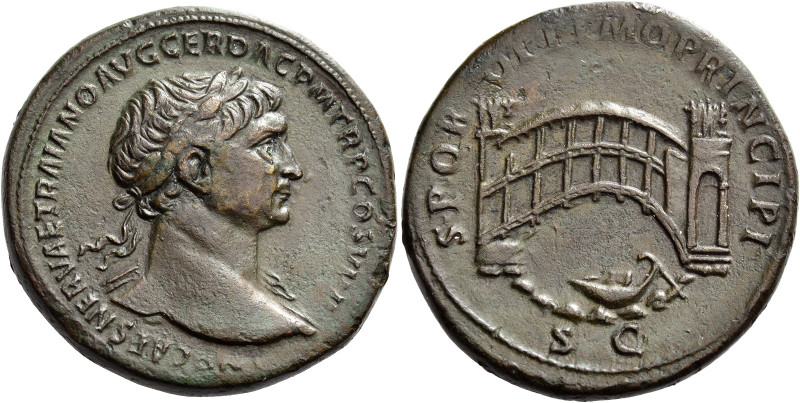 Trajan augustus, 98 – 117 

Sestertius circa 107-110, Æ 35 mm, 27.20 g. IMP CA...