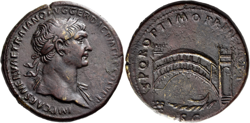 Trajan augustus, 98 – 117 

Sestertius circa 107-110, Æ 34 mm, 25.34 g. IMP CA...