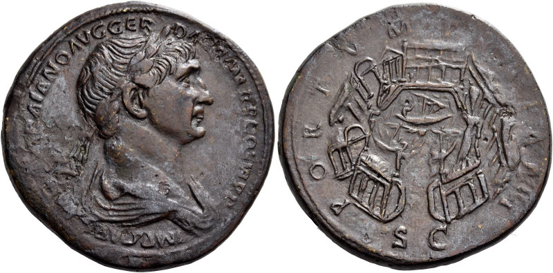 Trajan augustus, 98 – 117 

Sestertius circa 112-114, Æ 35 mm, 26.86 g. IMP CA...