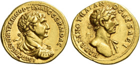 Trajan augustus, 98 – 117 

Aureus circa 116-117, AV 20 mm, 7.25 g. IMP CAES NER TRAIAN OPTIM AVG GERM DAC Laureate, draped and cuirassed bust of Tr...