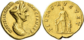 Matidia, daughter of Trajan’s sister 

Aureus 112, 20 mm, AV 7.28 g. MATIDIA AVG DI[VA]E – MARCIANAE F Draped bust r., hair elaborately dressed, abo...